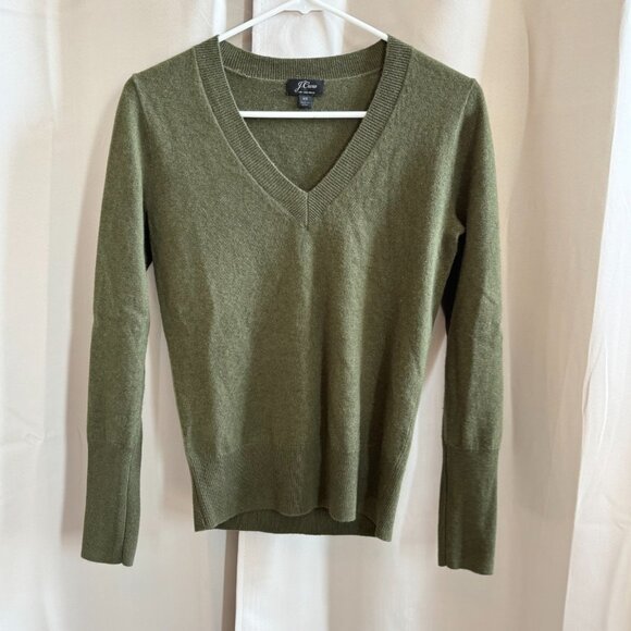 J Crew Cashmere Sweater Women Size XS Green Preppy Fairy Quiet Luxury Boho 18916 - Picture 1 of 9